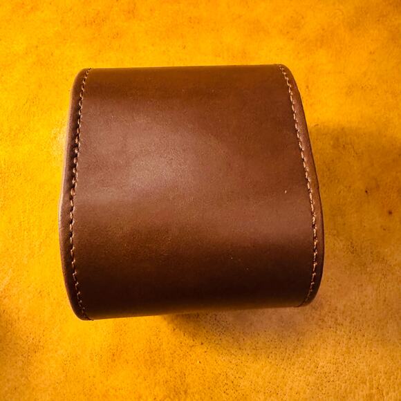 Leather Engraved Personalized Travel Brown Gold Watch Holder Case NEW in Box - Picture 2 of 7